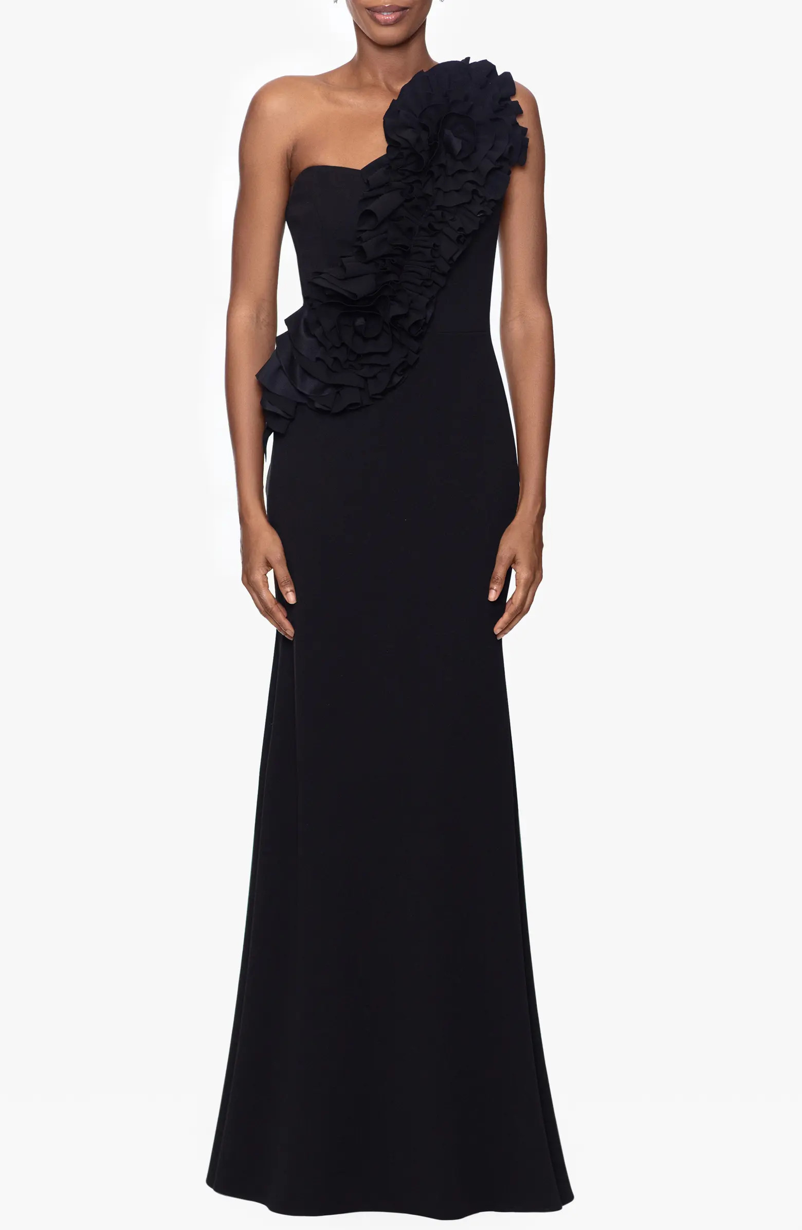 Rosette One-Shoulder Trumpet Gown | Nordstrom