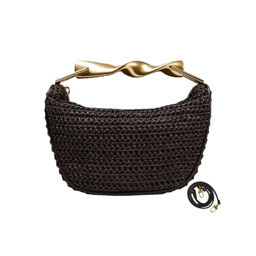Straw Crossbody Bag for Women Gold Top-Handle Design Clutch Handbag Mini Summer Beach Satchels Pu... | Amazon (US)
