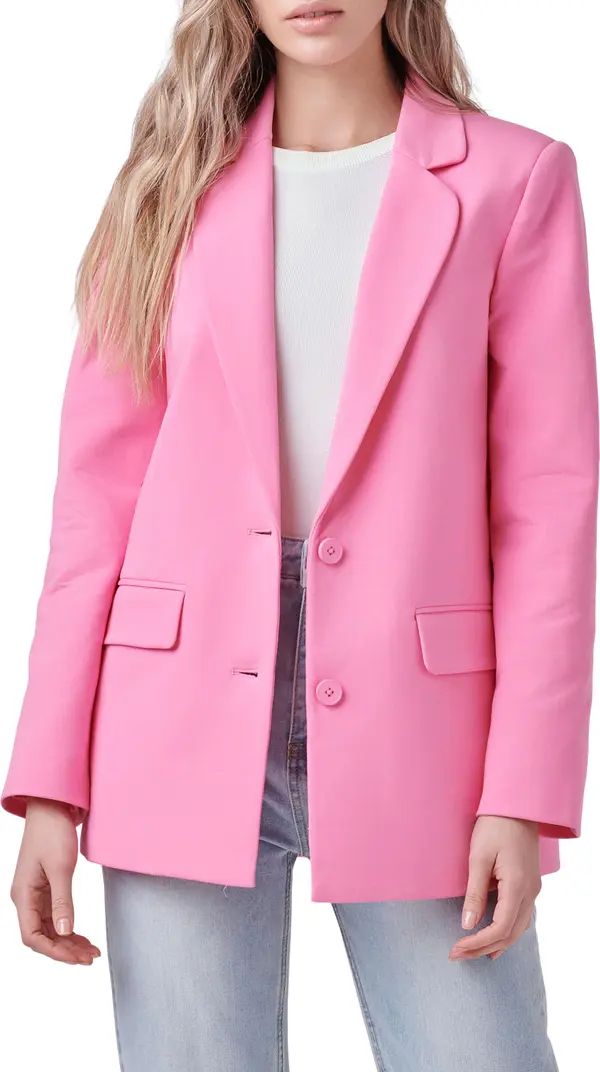 English Factory Curved Lapel Stretch Cotton Blazer | Nordstrom | Nordstrom