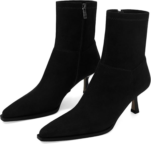 Womens Kitten Heel Ankle Boots Pointed Toe Dressy Booties | Amazon (US)