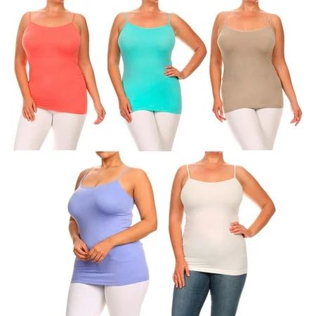 A Set of 2 Plus Size Lady's Color Seamless Cami Top | Walmart (US)