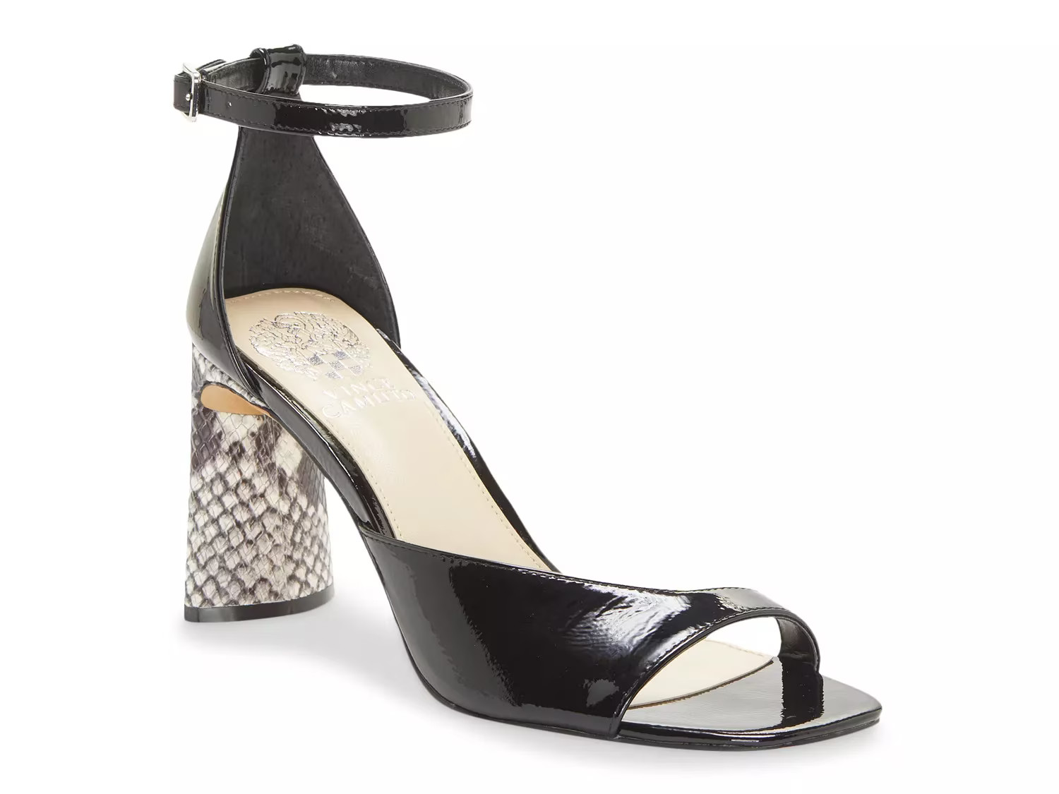 Vince Camuto Madilin Sandal - Women's - Black/Off White Snake Print - Ankle Strap | DSW