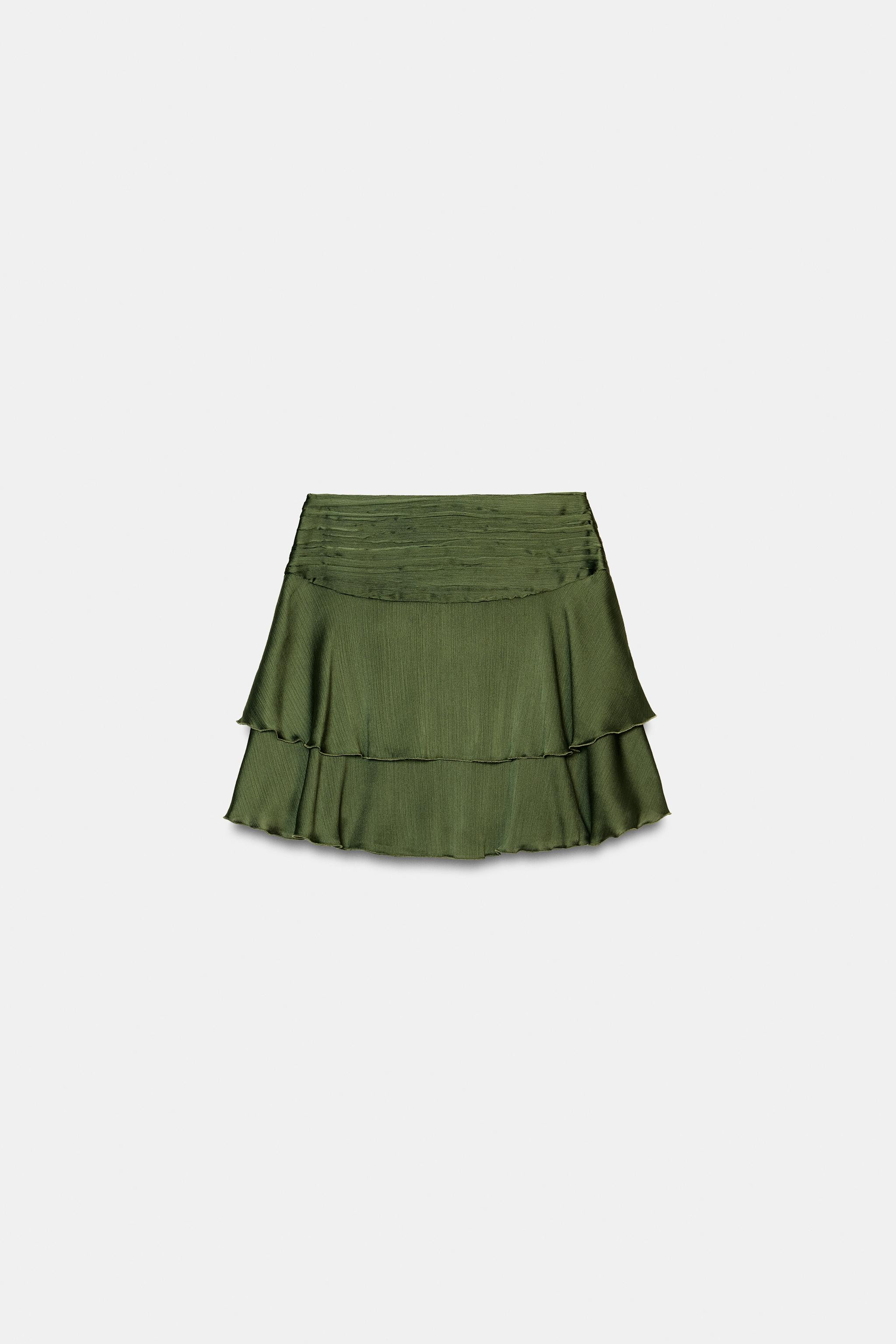 SATIN EFFECT RUFFLED MINI SKIRT | Zara US