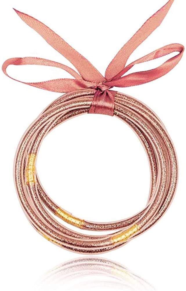 Glitter Jelly Bangle Bracelet Set - Gold Powder Lining Fashion Jewelry - Lightweight Cute Bracelets  | Amazon (US)