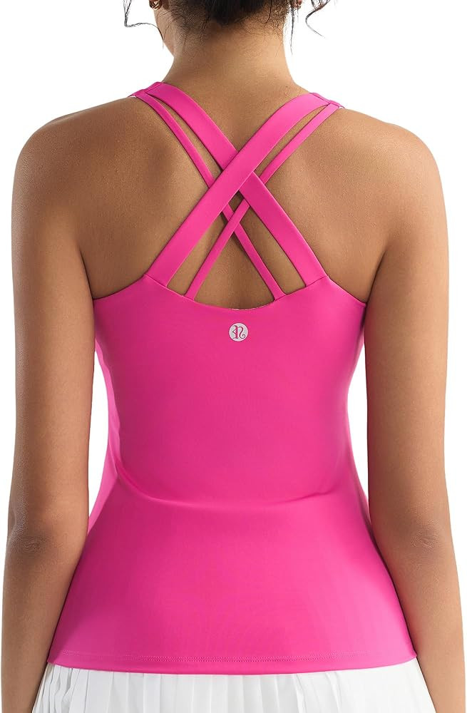 RUNNING GIRL Tank top with Built in Bra for Women,Compression Shirts Crisscross Back Workout Yoga... | Amazon (US)