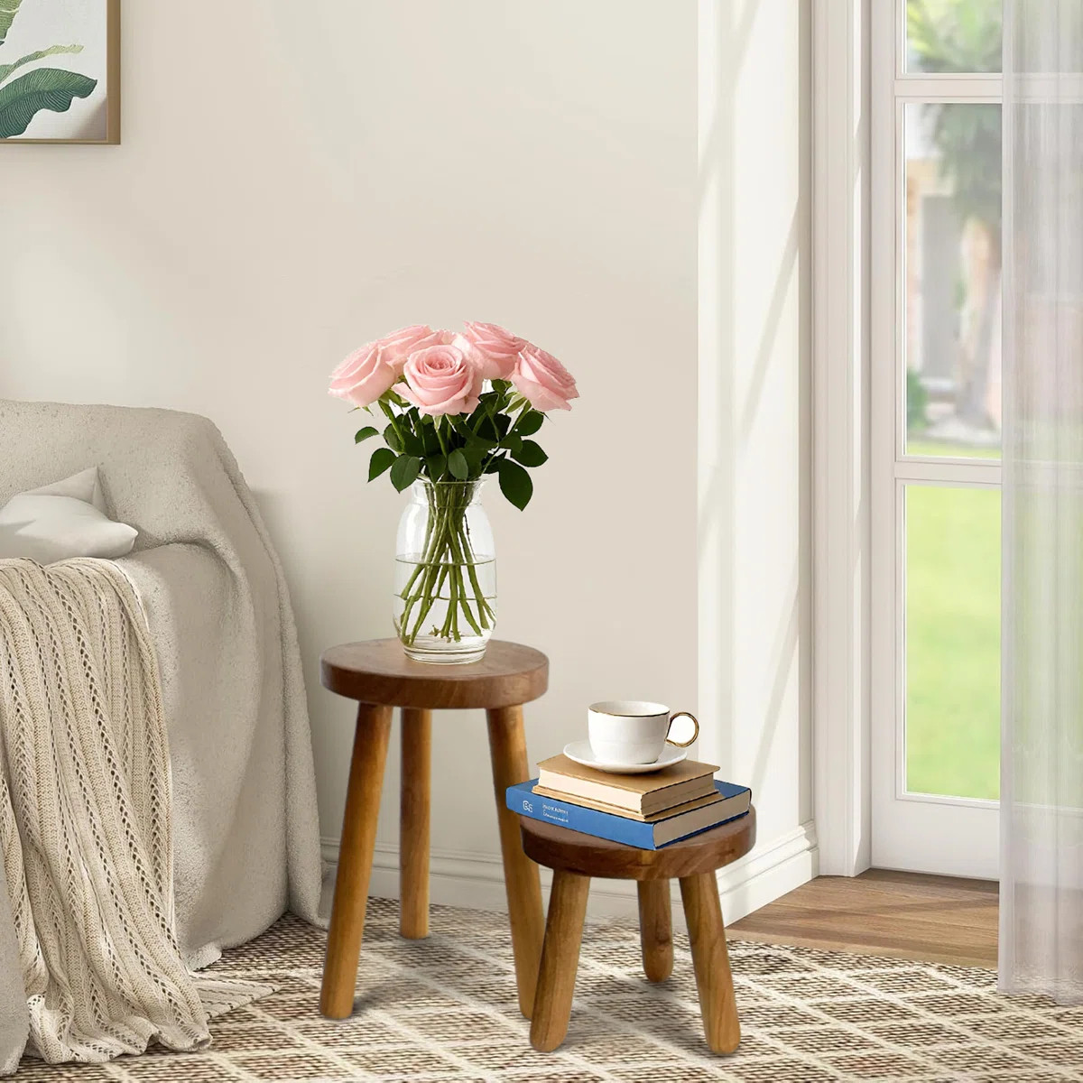 Teak Wood Plant Stand Set Of 2 | Wayfair North America
