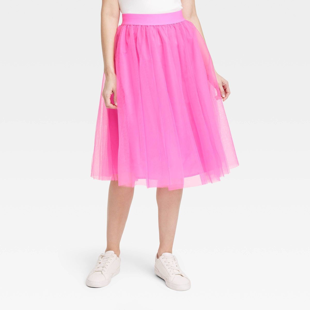 Women's Tulle Midi A-Line Skirt - A New Day™ Pink XL | Target
