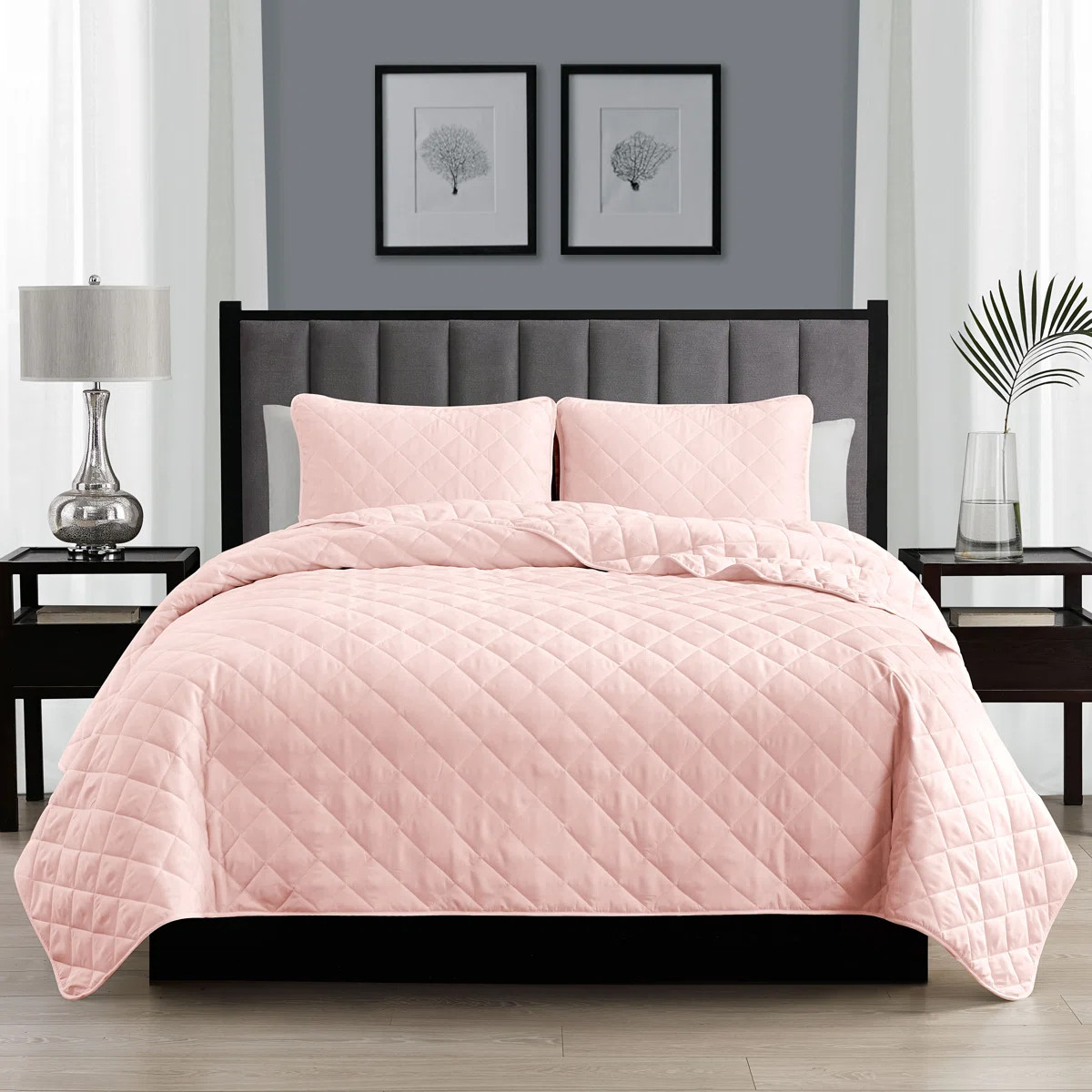 Wayfair Basics® Microfiber Reversible Diamond Quilt Set | Wayfair North America