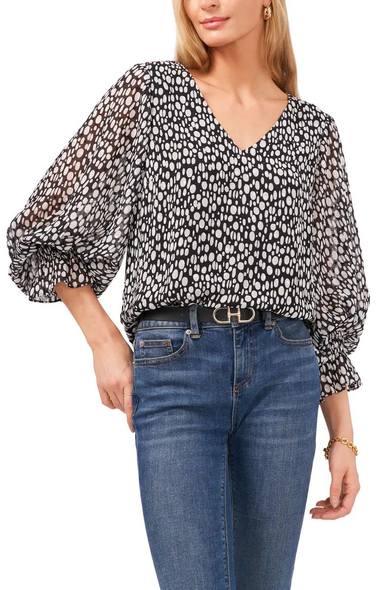 Bubble Sleeve Dot Print Blouse | Nordstrom