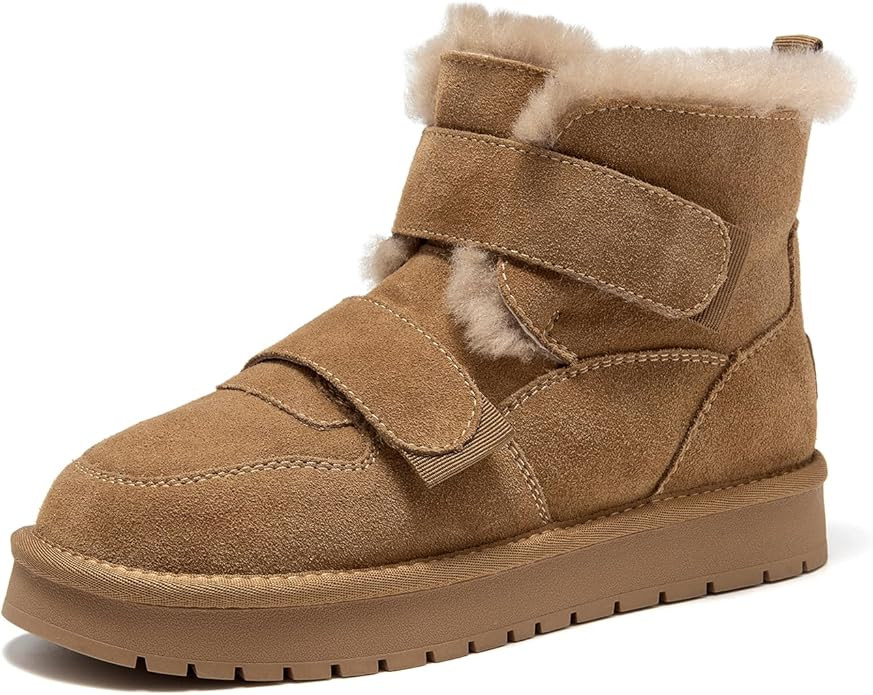 BEAU TODAY Women's Snow Boots, Platform Winter Mini Boots for Women, Genuine Suede Warm Faux Fur ... | Amazon (US)