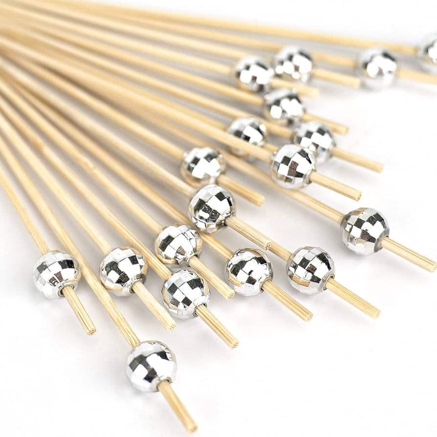 100 Pcs Cocktail Picks, Disco Ball Decorative Toothpicks for Appetizers, Silver Cocktail Skewers ... | Amazon (US)