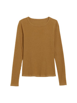 Plush Long-Sleeve Rib-Knit Slim-Fit T-Shirt for Women | Old Navy (US)