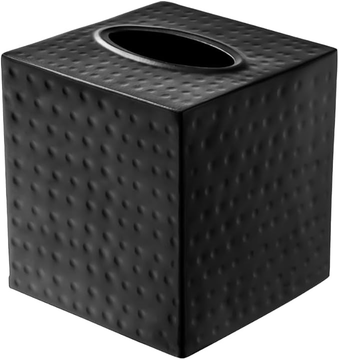 Monarch Abode Tissue Box Cover Square – Hand Hammered Black Metal Tissue Holder Box for Bathroo... | Amazon (US)