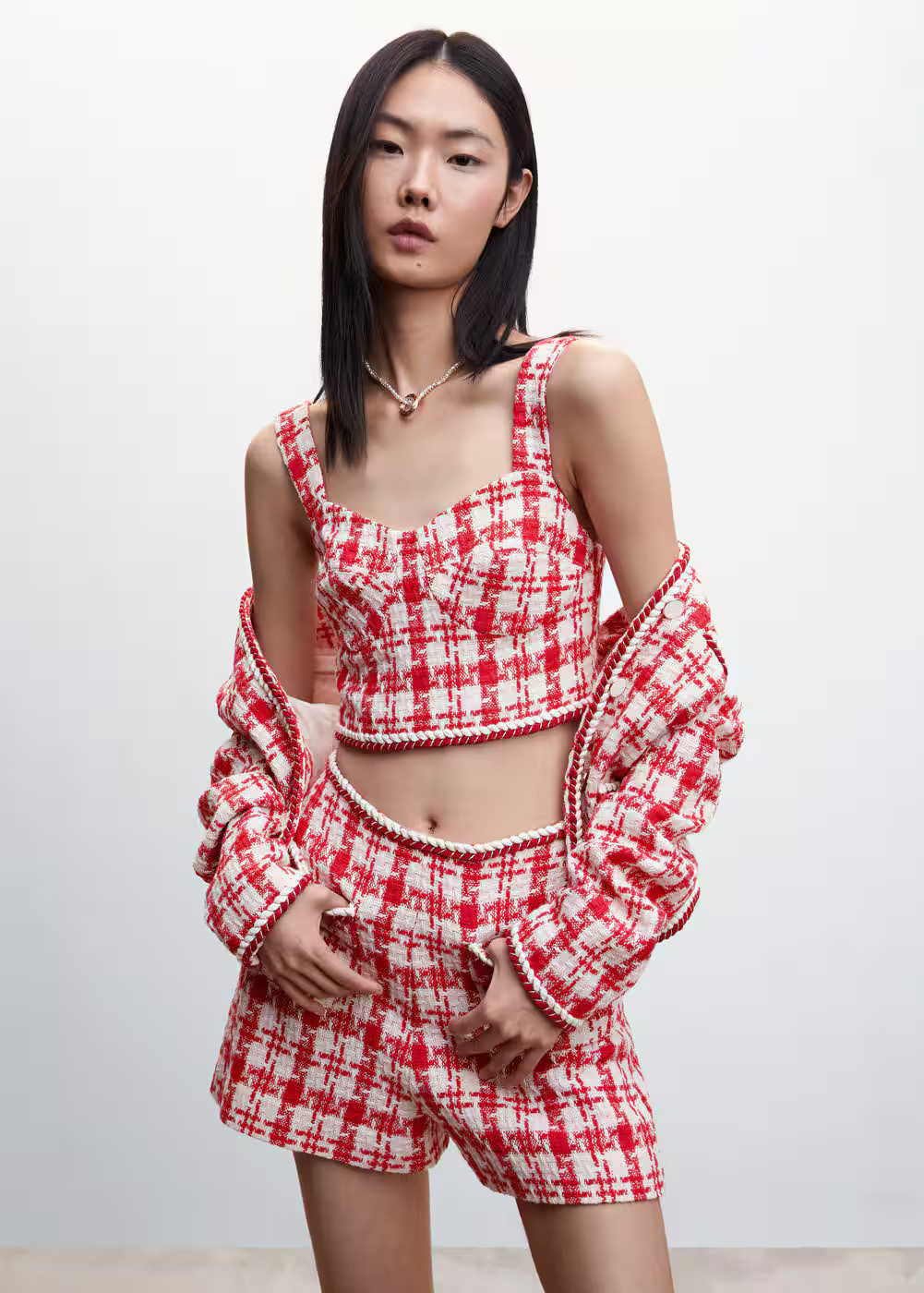 Tweed corset top -  Women | Mango USA | MANGO (US)