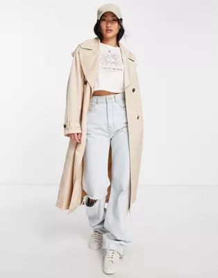 Pimkie oversized belted trench coat in beige | ASOS (Global)