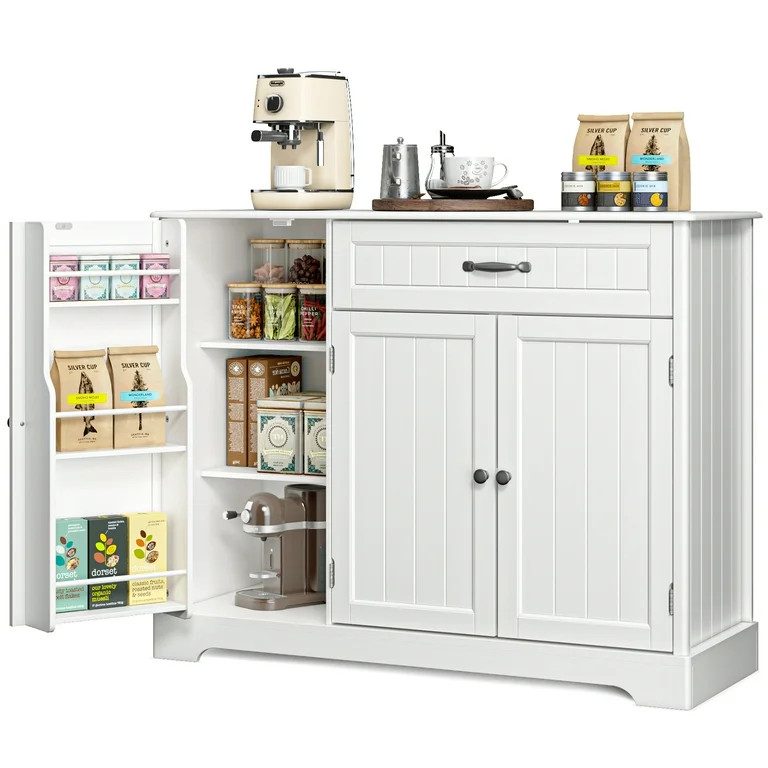 Coffee Bar, Lofka 42” Kitchen Storage Cabinet, Sideboard Buffet Cabinet with 8 Shelves, 1 Drawe... | Walmart (US)