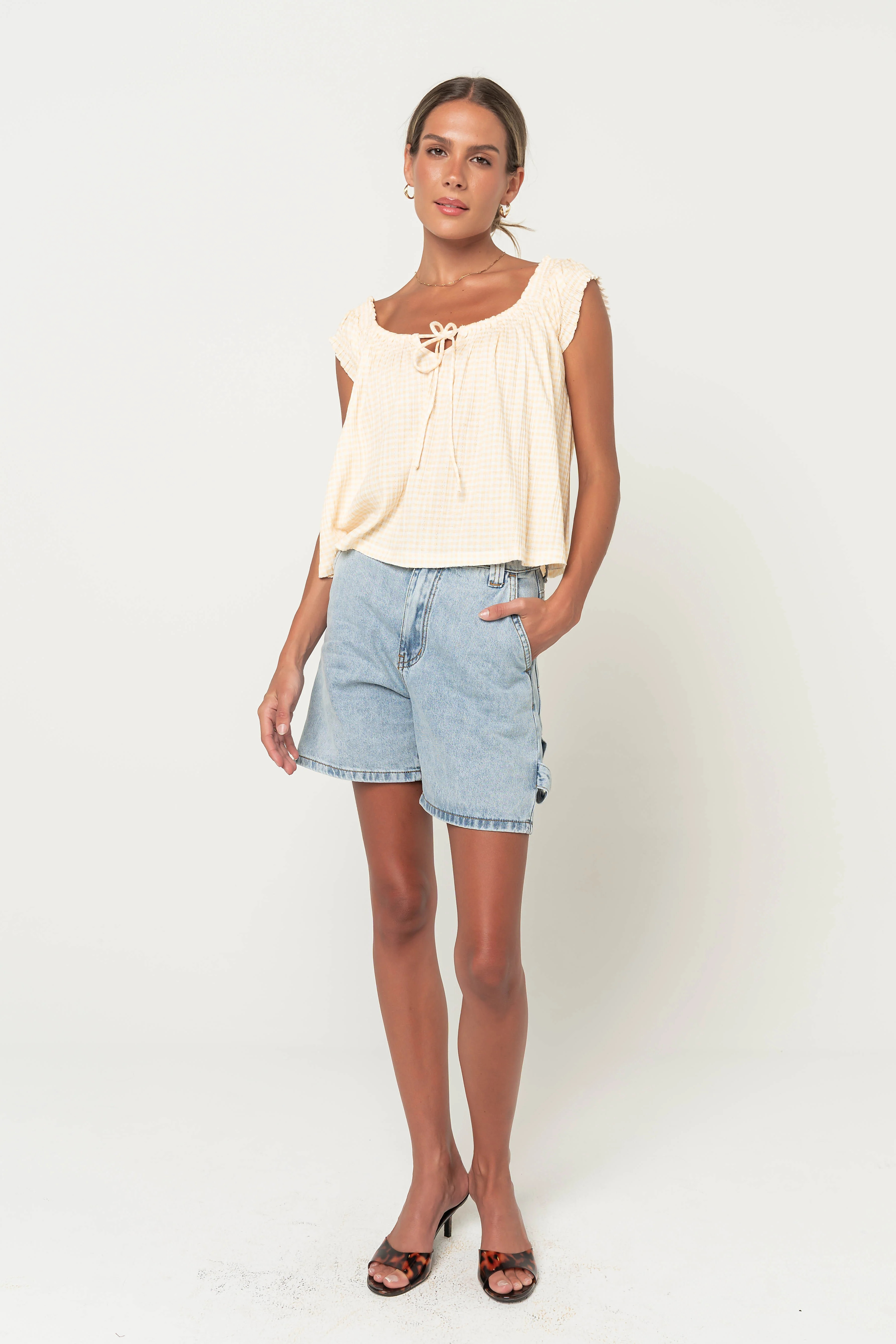 Livy Gingham Oversized Top in Yellow | Böhme US
