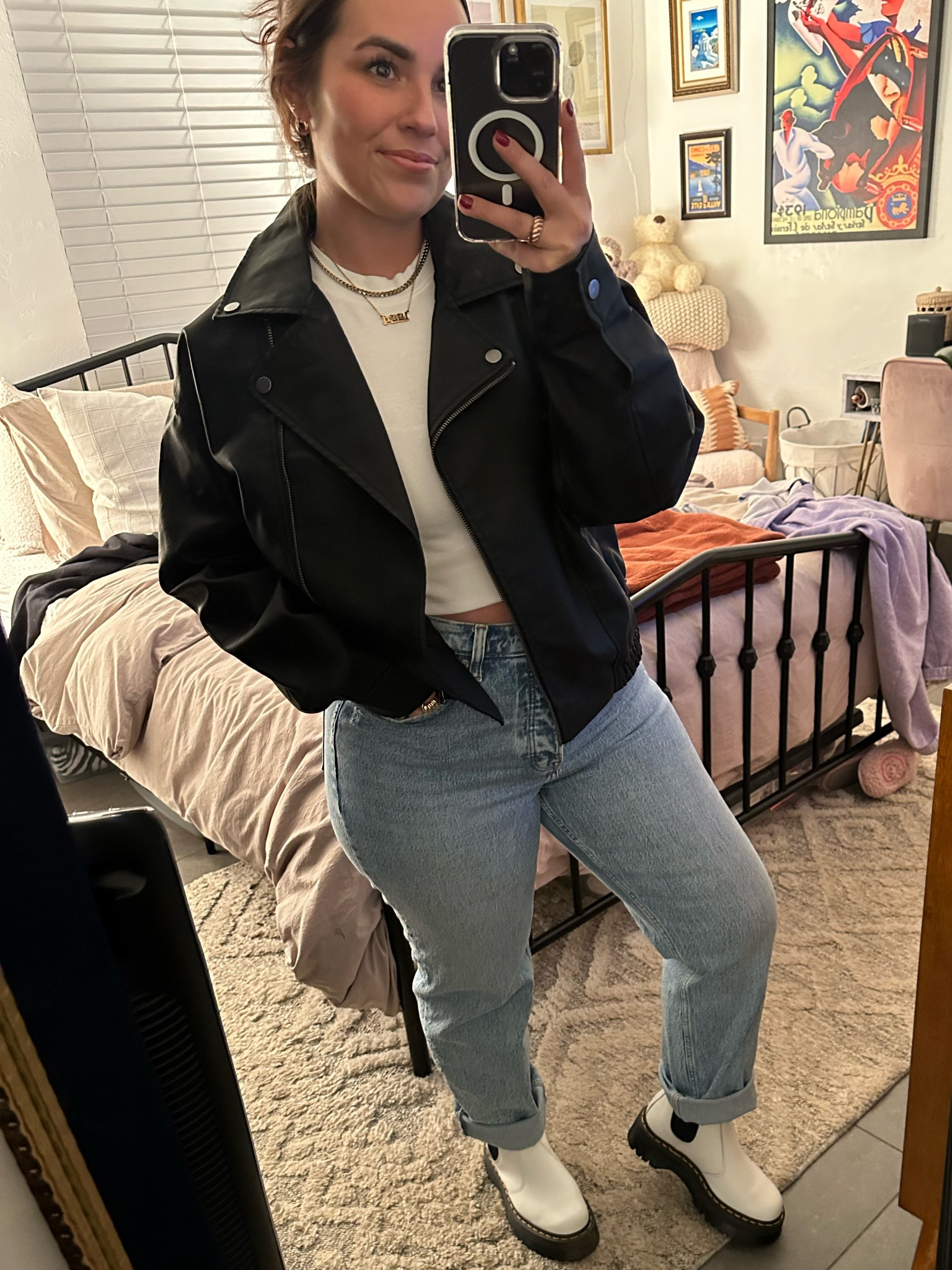 this fit is giving hailey bieber vibes ✨ nothing beats a leather jacket moment 

#LTKstyletip #LTKsalealert #LTKCyberweek