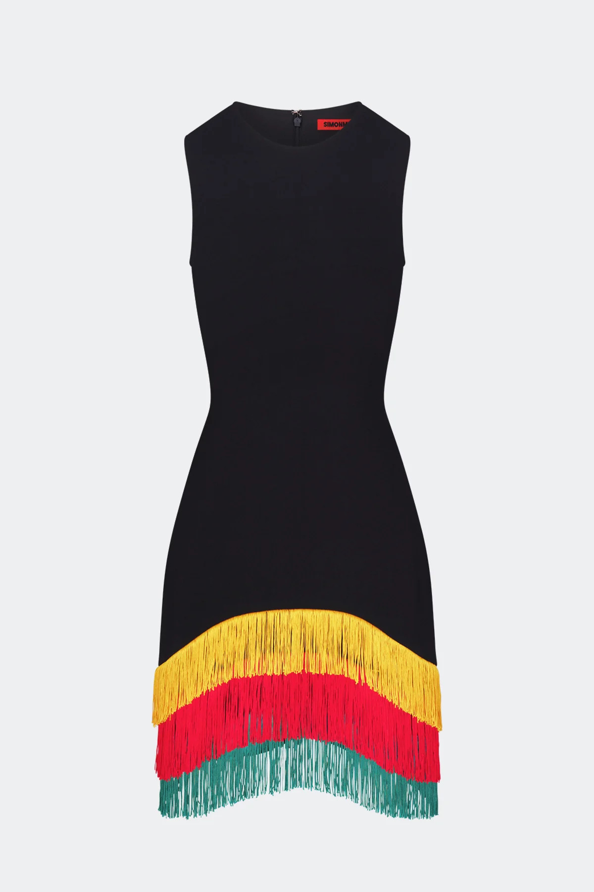 Bowie Fringe Mini Dress In Black Multi | Simon Miller