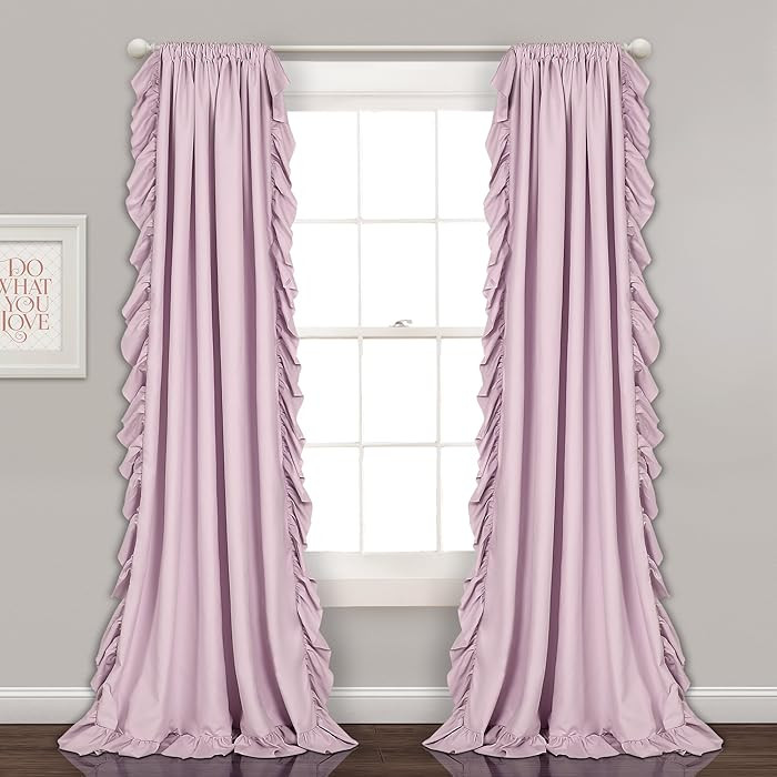 Lush Decor Reyna Ruffle Window Curtain Panel Set, Pair, 54" W x 84" L, Lilac - Flowy Curtain Set ... | Amazon (US)