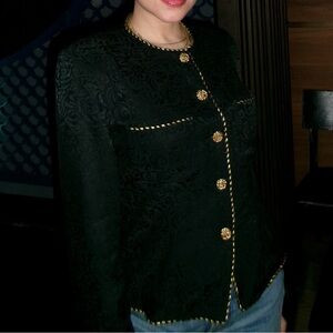 Vintage 100% Silk Structured Jacket / Top – Black with Gold Details | Poshmark