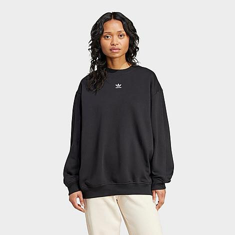 adidas Women's Originals Essentials Fleece Long Oversized Crewneck Sweatshirt in Black Size: Small | JD Sports (US)
