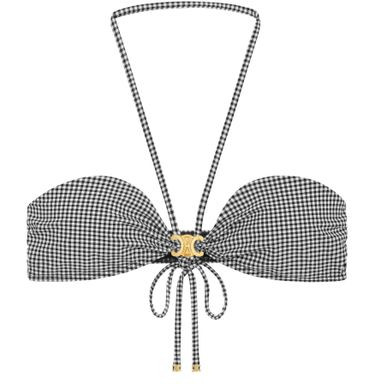 Triomphe balconette top in vichy jersey - CELINE | 24S US