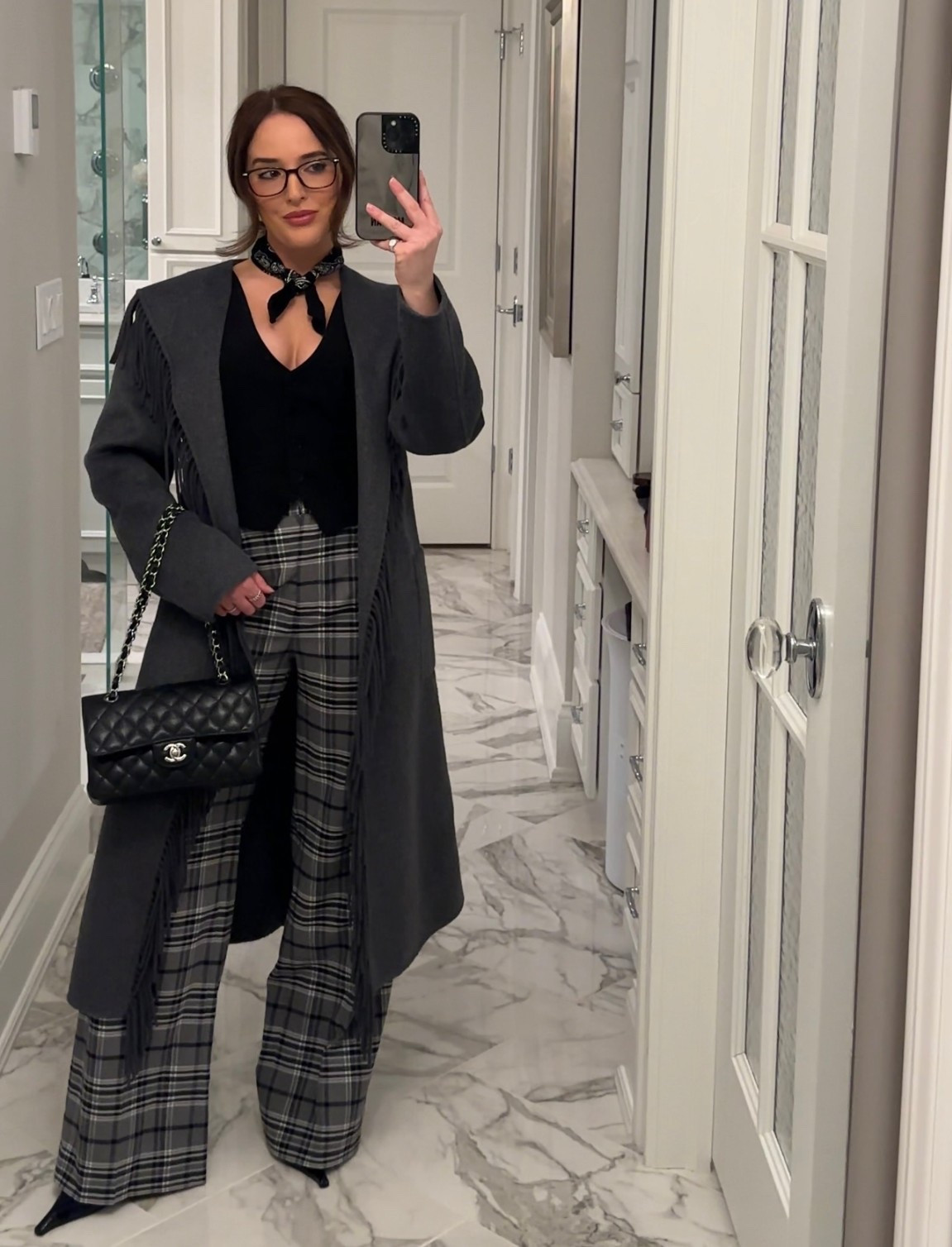 🖤
Wearing an xs in the coat 



Winter fashion, winter outfit, dinner outfit, night out, bandanna scarf, Chanel classic flap, Saint Laurent slingbacks, fringe coat 

#LTKootd #LTKPetite #LTKSeasonal
