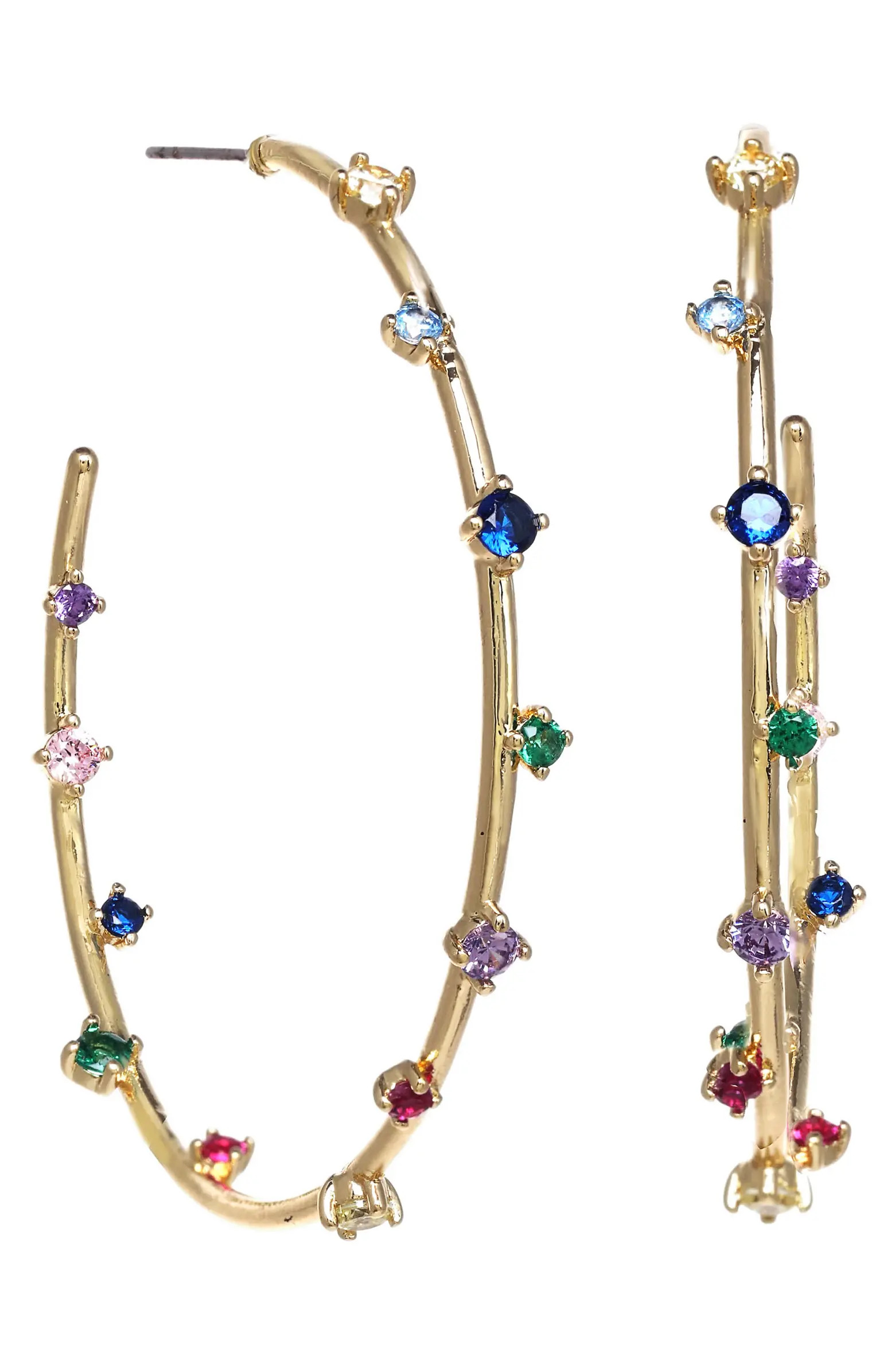 Stella + Ruby Crystal Hoop Earrings | Nordstrom | Nordstrom