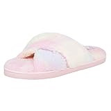 Jessica Simpson Women's Cross Band Soft Plush Memory Foam House Slipper Slide with Anti-Skid Sole, T | Amazon (US)