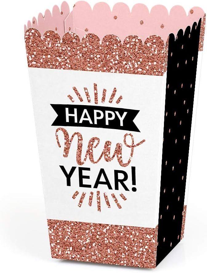 Big Dot of Happiness Rose Gold Happy New Year - New Year's Eve Party Favor Popcorn Treat Boxes - ... | Amazon (US)
