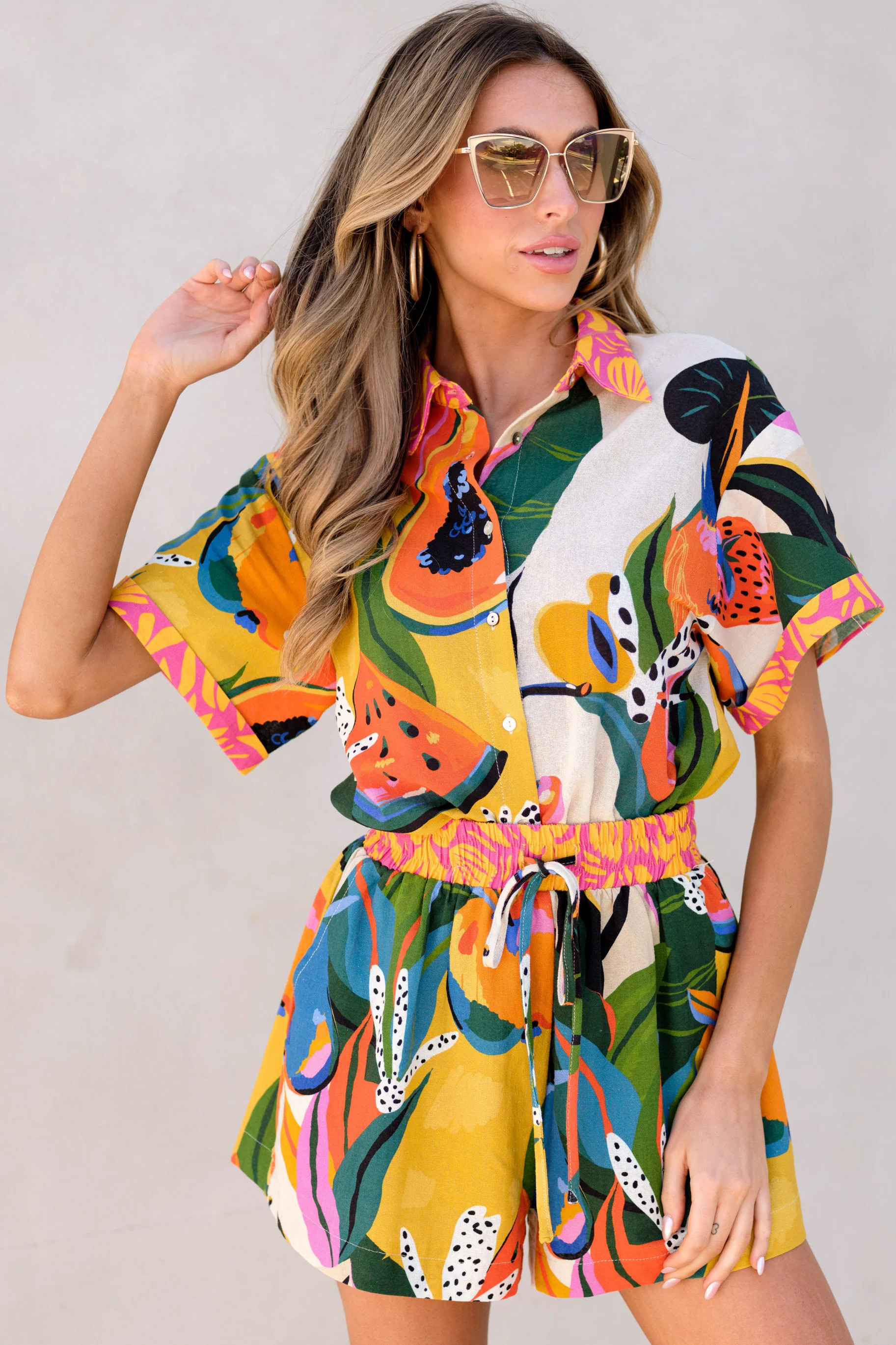 Lost In A Dream Yellow Multi Print Top | Red Dress 