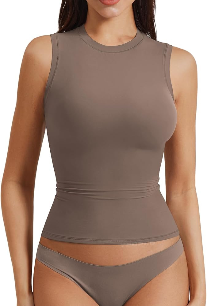 YEOREO Women's High Neck Double Lined Sleeveless Tops Full Length Fitted Going Out Tank Top Worko... | Amazon (CA)