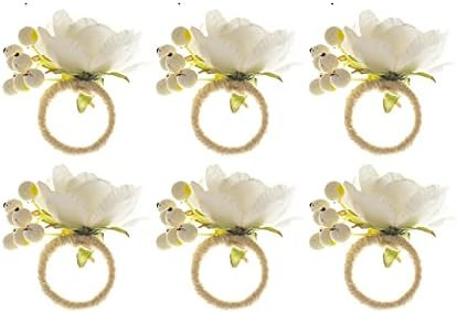 ZWMBYN Artificial Flower Napkin Rings Set of 6, Crafts Vine Floral Napkin Holder Buckles Table Decor | Amazon (US)