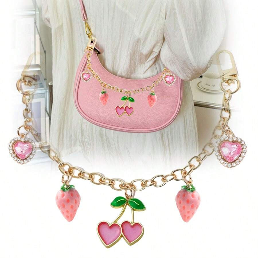 10.6 Inch/27cm Pink Hearts Strawberry Cherry Purse Bag Chain Charm Bag Decoration Chain Pendant D... | SHEIN