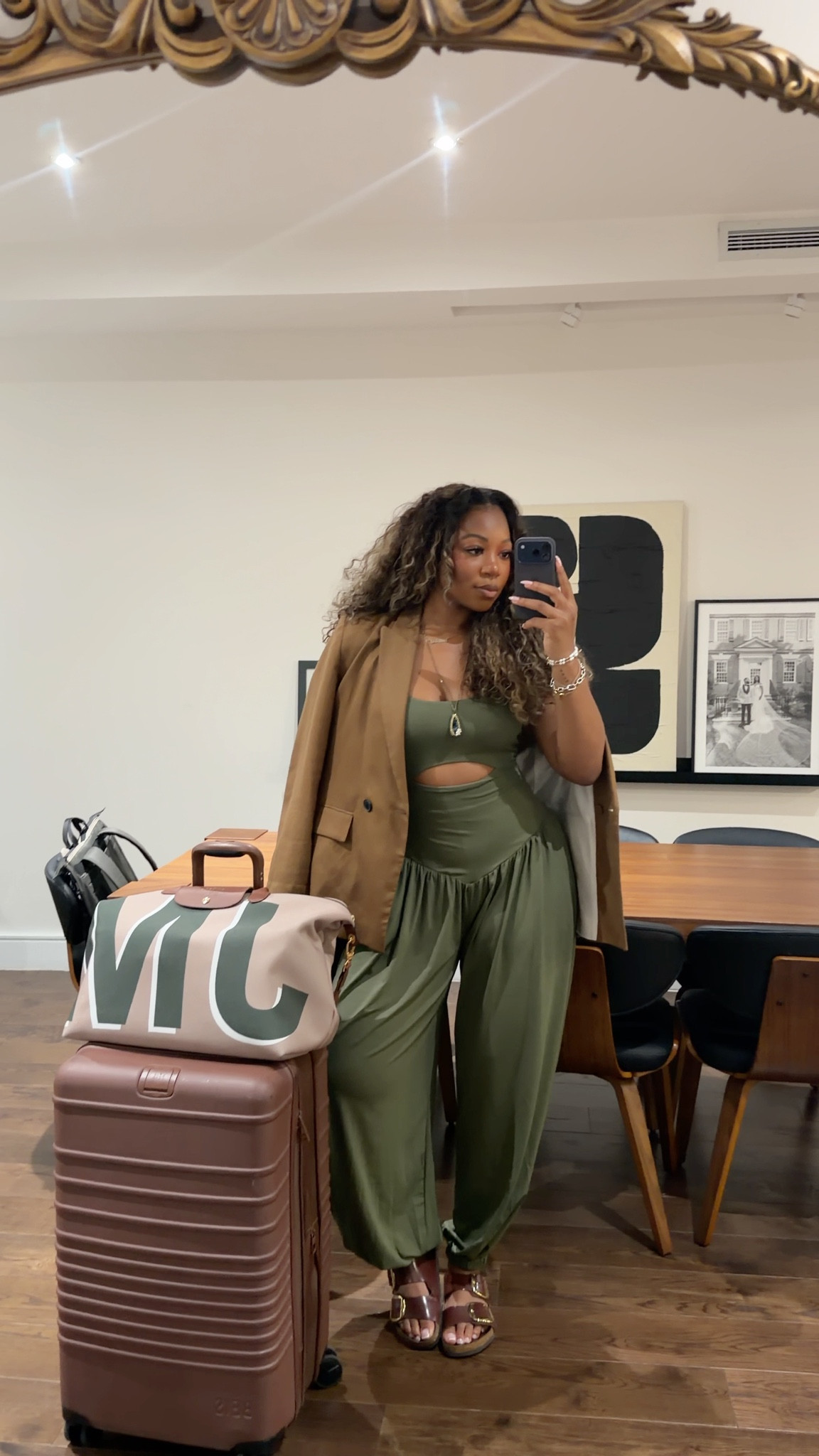 Travel outfit so fun!! 5’9 200 lbs xl blazer xl jumpsuit customized tote bag. Love this BEIS large luggage 🥰🫶🏽

#LTKootd #LTKTall