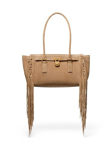 Michael Kors Hamilton Nomad Small Shoulder Tote, Antique Gold-Tone Hardware/Fringe Suede/Husk | Amazon (US)