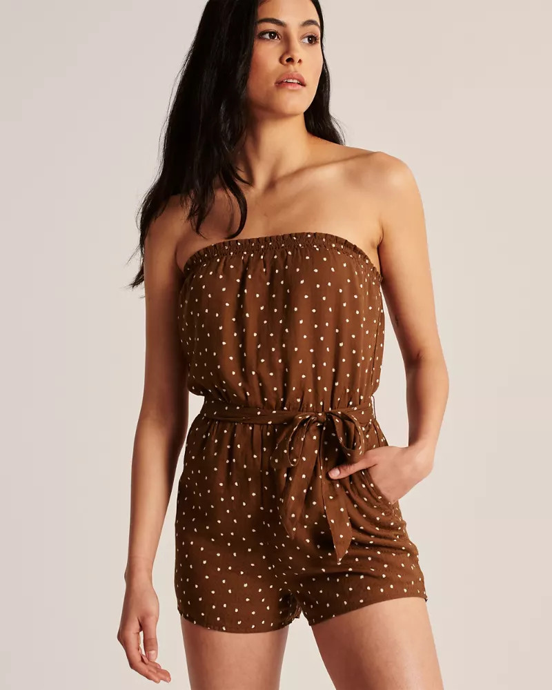 Strapless Belted Romper | Abercrombie & Fitch US & UK
