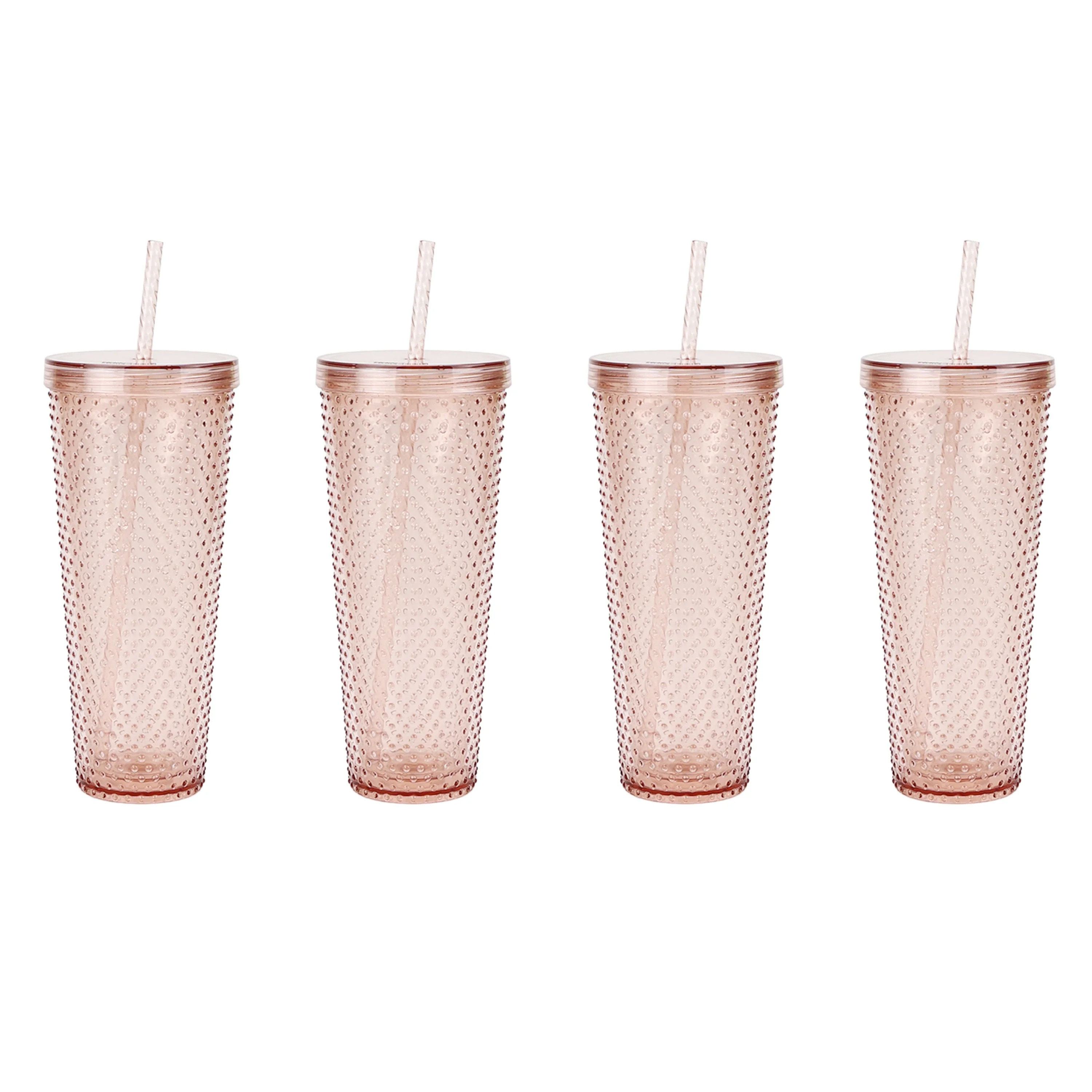 Just Feed Me by Jessie James Decker 4-Piece 26-Ounce Acrylic Textured Tumbler Set, Translucent Ma... | Walmart (US)