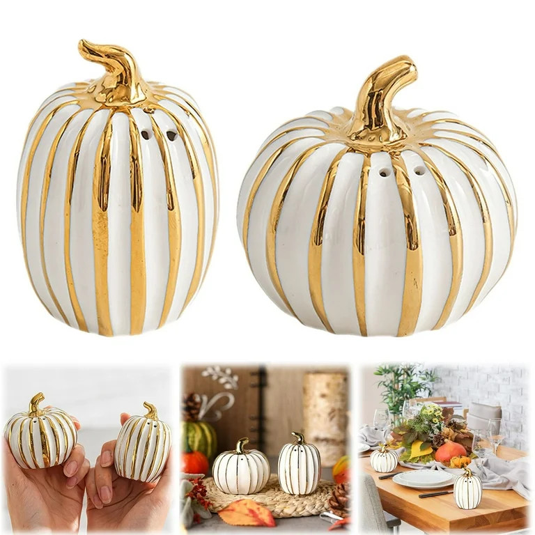 Pumpkin Salt and Pepper Shakers, Mini Pumpkin Shaped 3 Inch Ceramic and Pepper Shakers, Fall Salt... | Walmart (US)