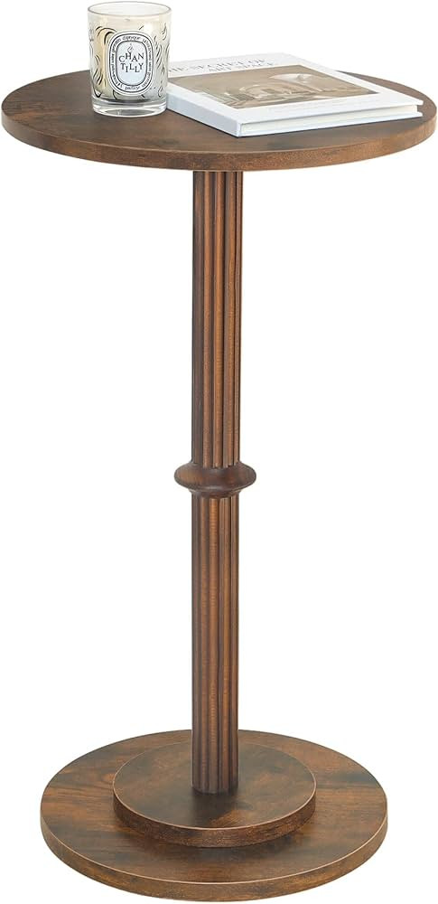 MaxSmeo Drink Table, Small Side Table for Small Spaces, Modern Round End Table with Fluted Wood L... | Amazon (US)