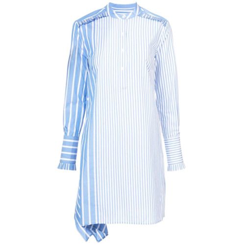 Derek Lam 10 Crosby Asymmetrical Shirtdress With Ruffle Detail - Blue | Farfetch EU