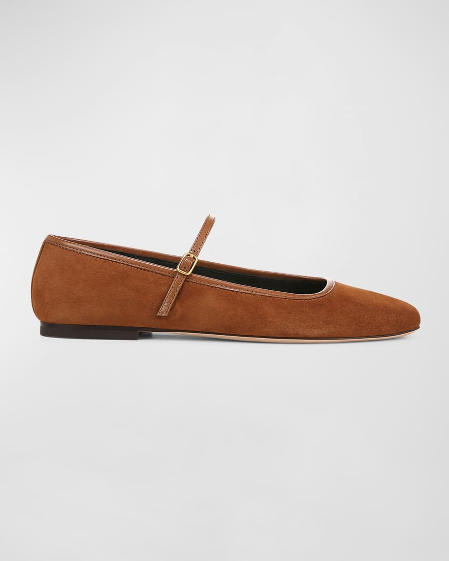 Veronica Beard Ellie Suede Mary Jane Ballerina Flats | Neiman Marcus