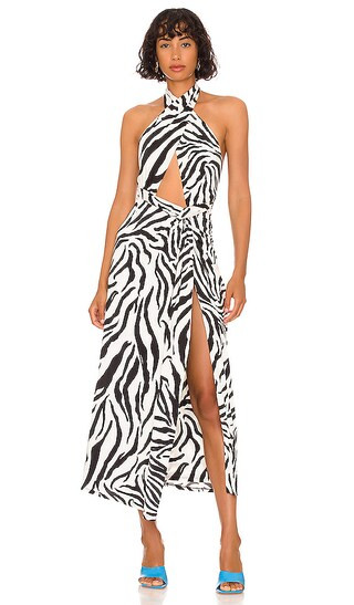 Avian Midi Dress in Blanc Zebra | Revolve Clothing (Global)