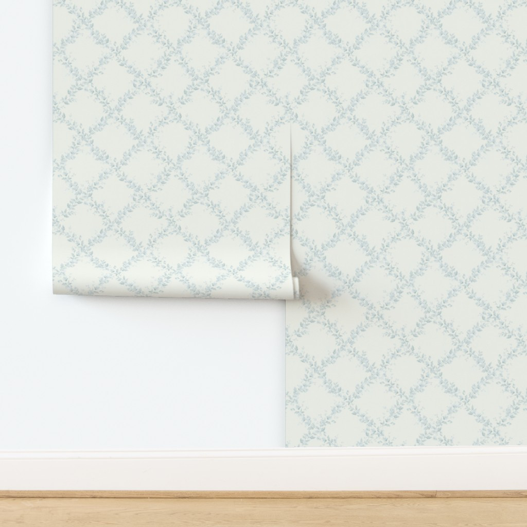 small Botanical Vine Trellis - Textured Embroidered Look - Country Cottage Wallpaper | Spoonflowe... | Spoonflower