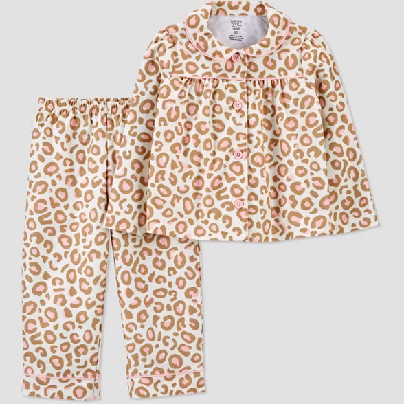 Toddler Girls' Animal Print Coat Pajama Set - Just One You® made by carter's White | Target