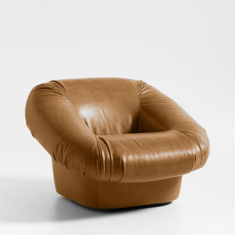 Topanga Leather Swivel Accent Chair | Crate & Barrel | Crate & Barrel