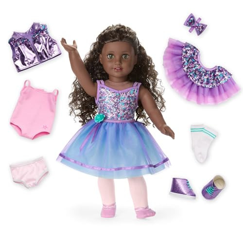 American Girl, Truly Me #127 Doll & Dance All Day Set, with Hazel Eyes, Curly Dark-Brown Hair, Very Deep Skin, Ages 6+ | Amazon (US)