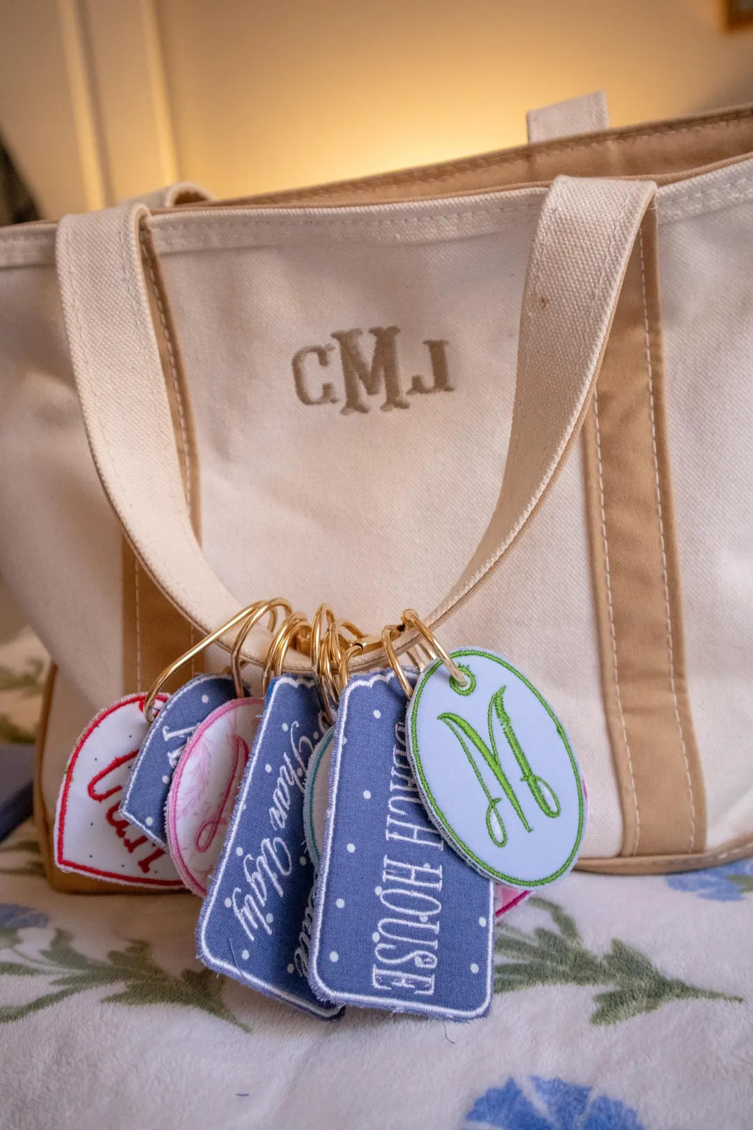 Personalized Embroidered Bag Charm | Custom Initial Keychain | Gold Carabiner | Heirloom-style Gi... | Etsy (Global)