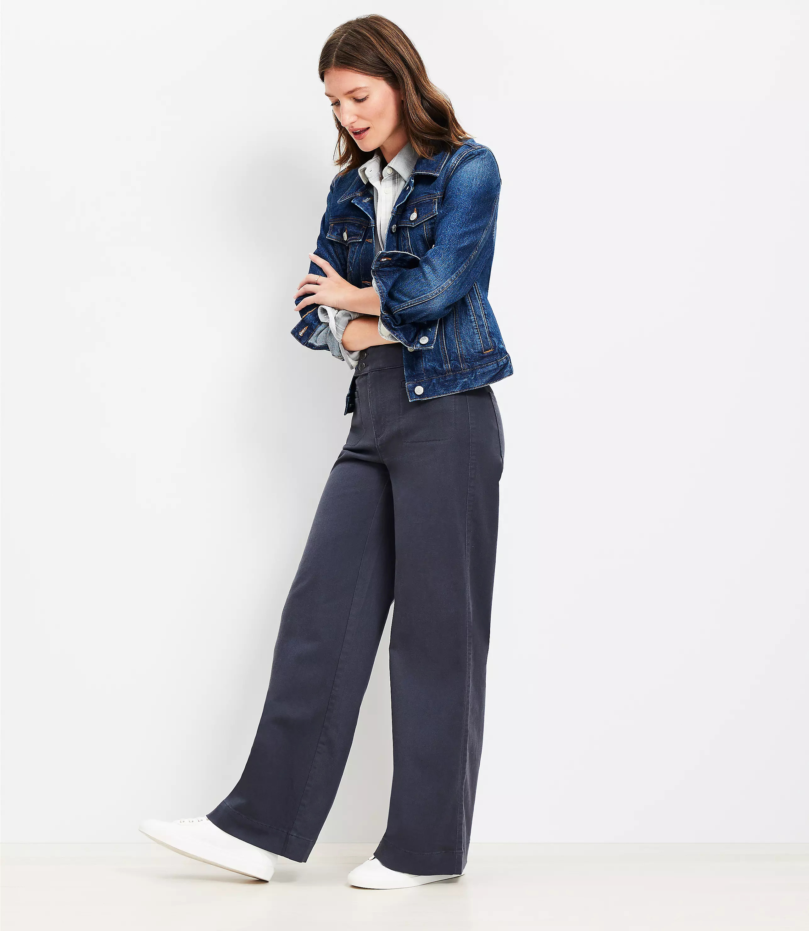 Palmer Wide Leg Pants in Twill | LOFT